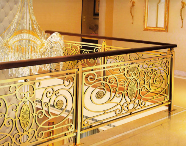 Gold Color Indoor Stair Handrail